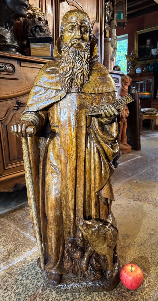 Statue Of Saint Anthony Abbot Accompanied By A Pig, End Of The 17th Century 