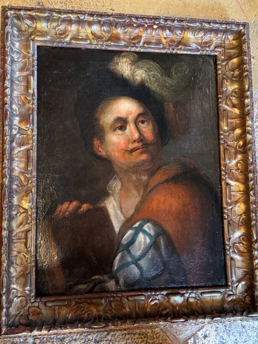 Portrait D’un Comédien Ou D’un Acteur, Huile Sur Toile Du XVIII Eme Siècle -photo-2