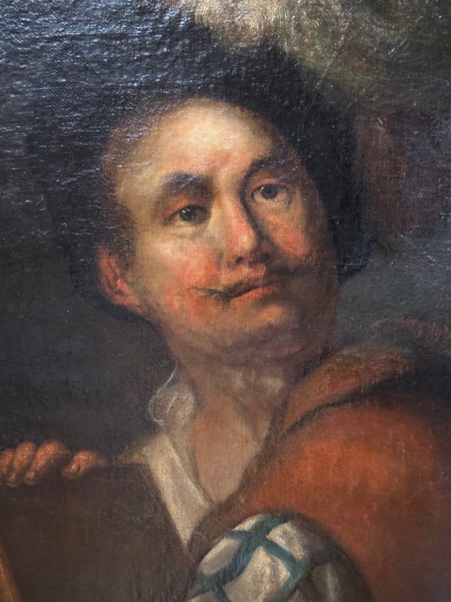 Portrait D’un Comédien Ou D’un Acteur, Huile Sur Toile Du XVIII Eme Siècle -photo-6