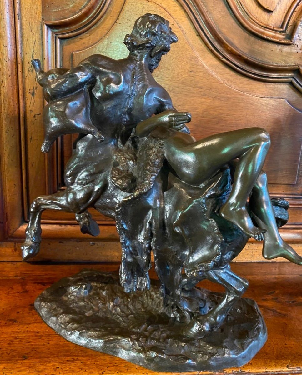 Mythological Bronze: The Abduction Of Dejanira By The Centaur Nessus, Signed Ferrari-photo-7