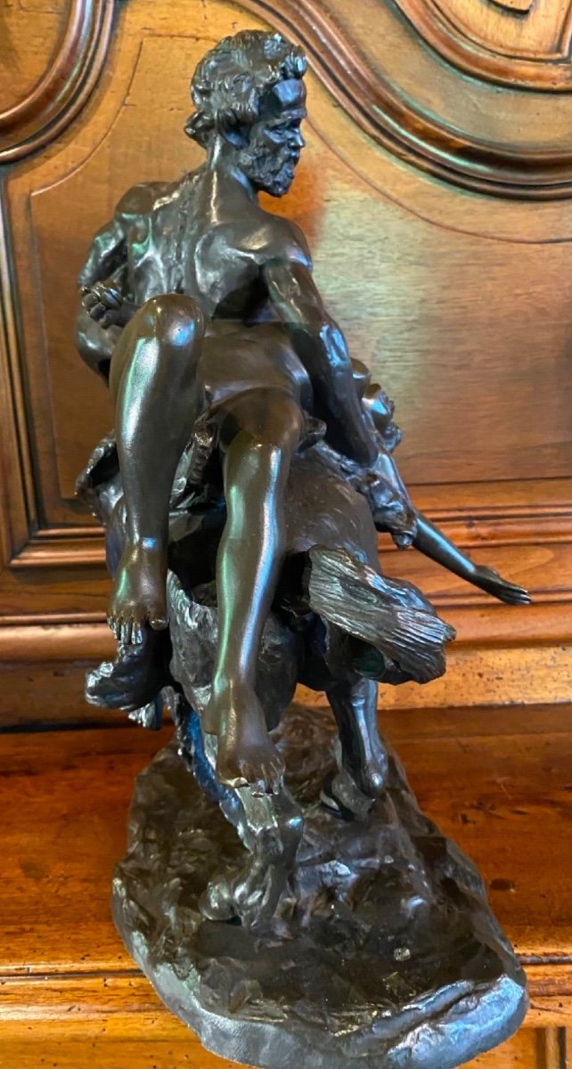 Mythological Bronze: The Abduction Of Dejanira By The Centaur Nessus, Signed Ferrari-photo-8