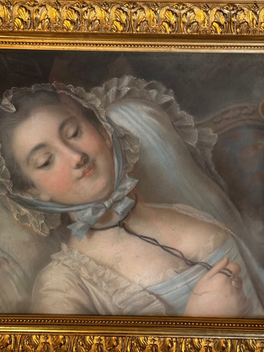 Pair Of Pastels With Young Women In The Louis XV Style -photo-3