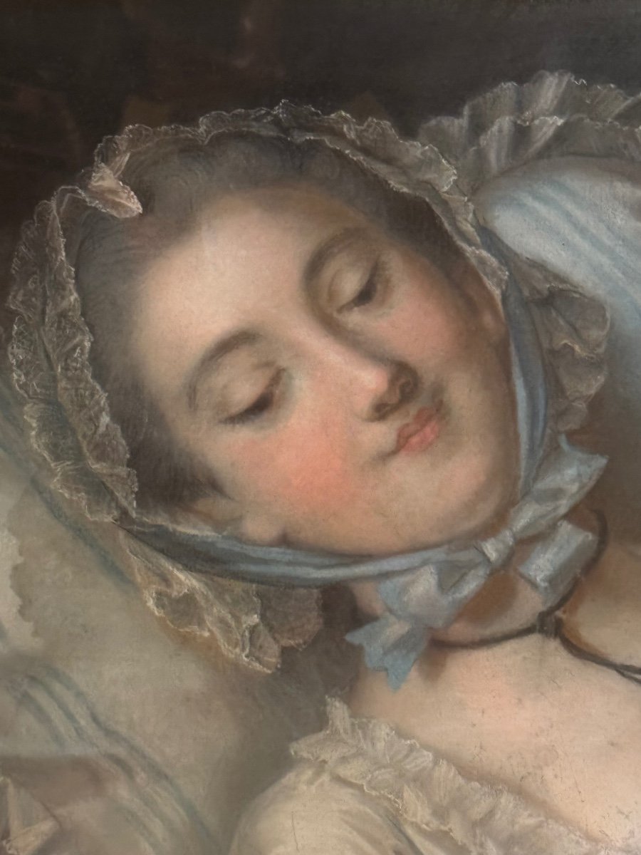 Pair Of Pastels With Young Women In The Louis XV Style -photo-5