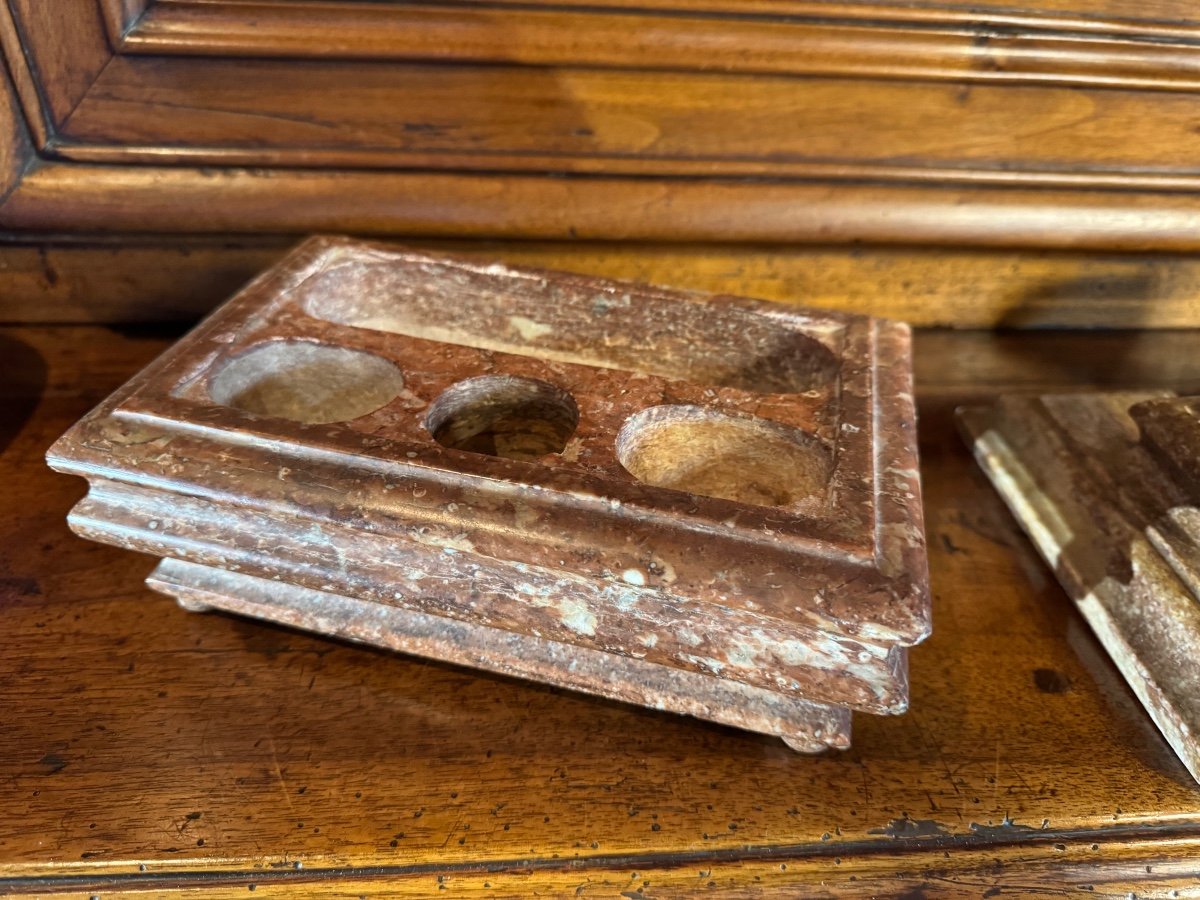 Marble Inkwell From The Beginning Of The 19th Century In The Louis XIV Style -photo-5