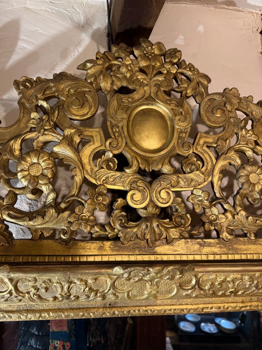 Regency Period Mirror In Gilded Wood, 18th Century -photo-2