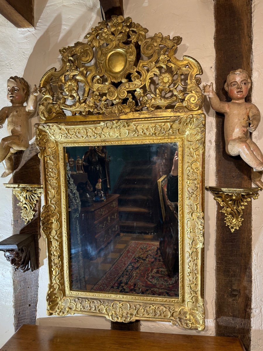 Regency Period Mirror In Gilded Wood, 18th Century -photo-4