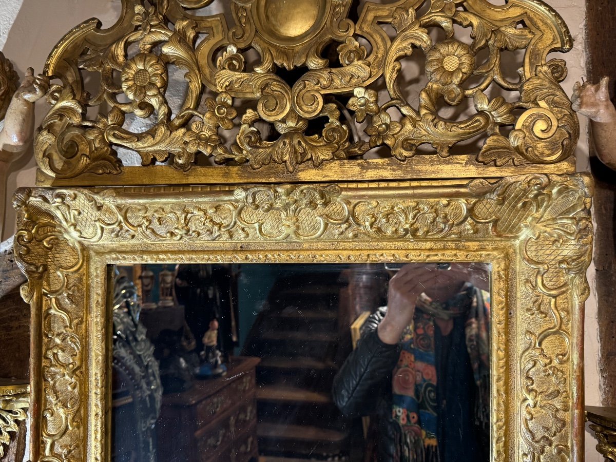 Regency Period Mirror In Gilded Wood, 18th Century -photo-2