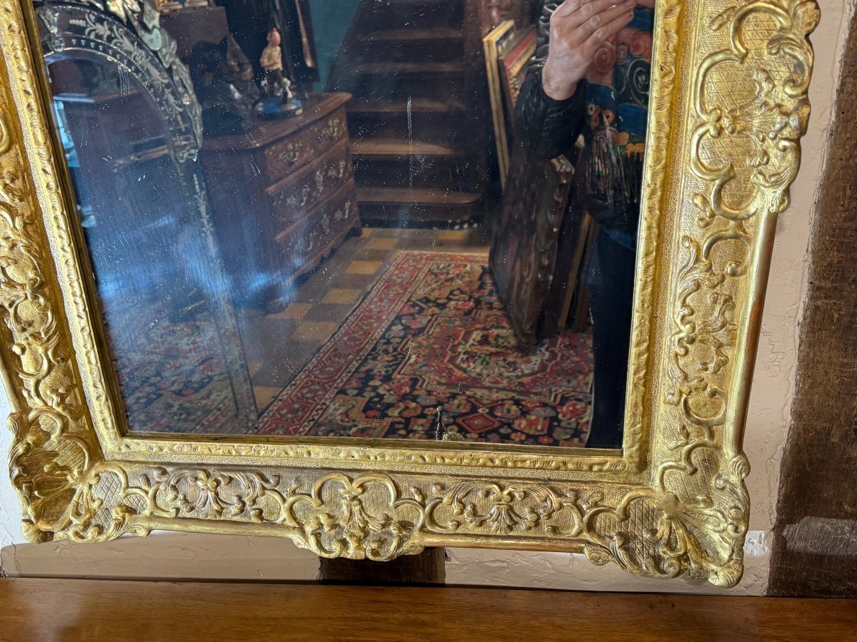 Regency Period Mirror In Gilded Wood, 18th Century -photo-3