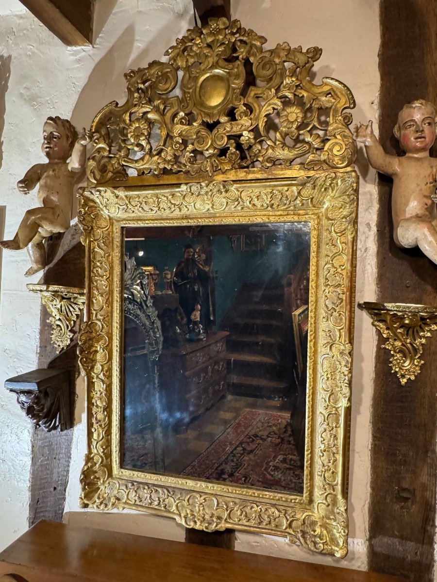 Regency Period Mirror In Gilded Wood, 18th Century -photo-5