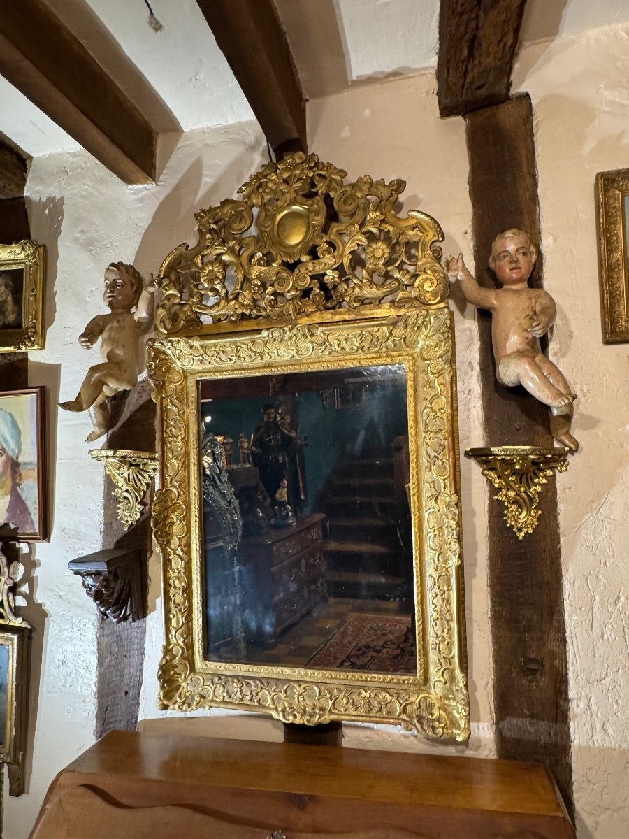 Regency Period Mirror In Gilded Wood, 18th Century -photo-7