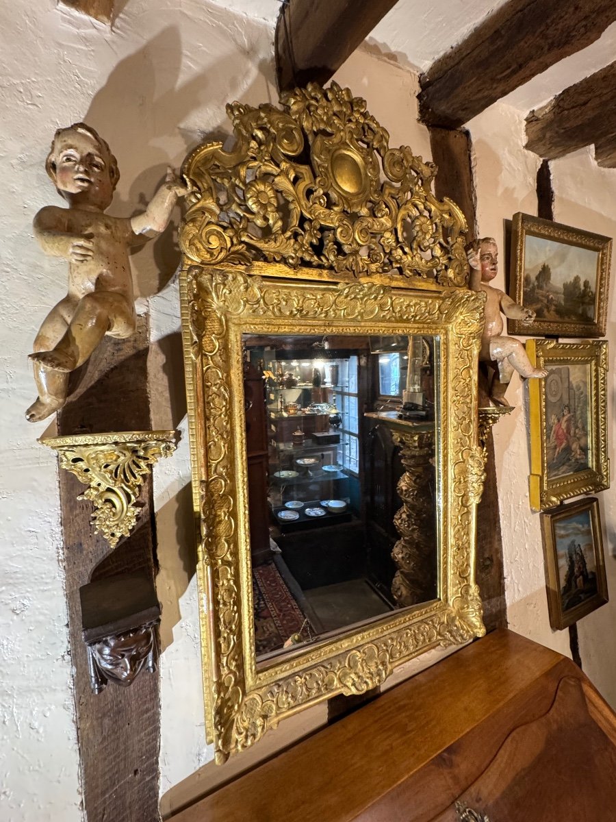 Regency Period Mirror In Gilded Wood, 18th Century -photo-8