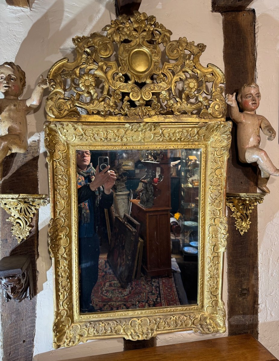 Regency Period Mirror In Gilded Wood, 18th Century 