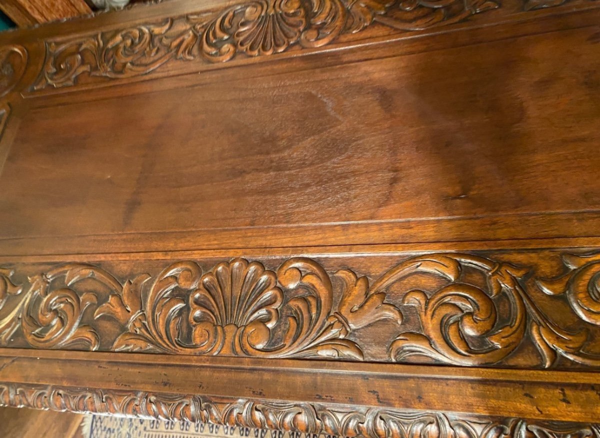 Renaissance Style Carved Walnut Table Forming A Desk -photo-2