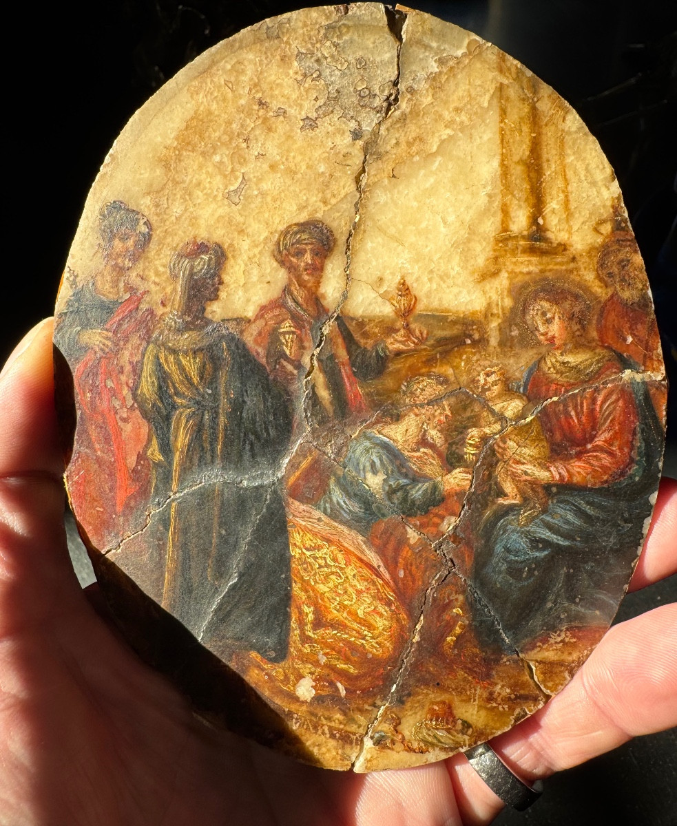 Painting On Alabaster, Italy, 17th Century, Adoration Of The Magi