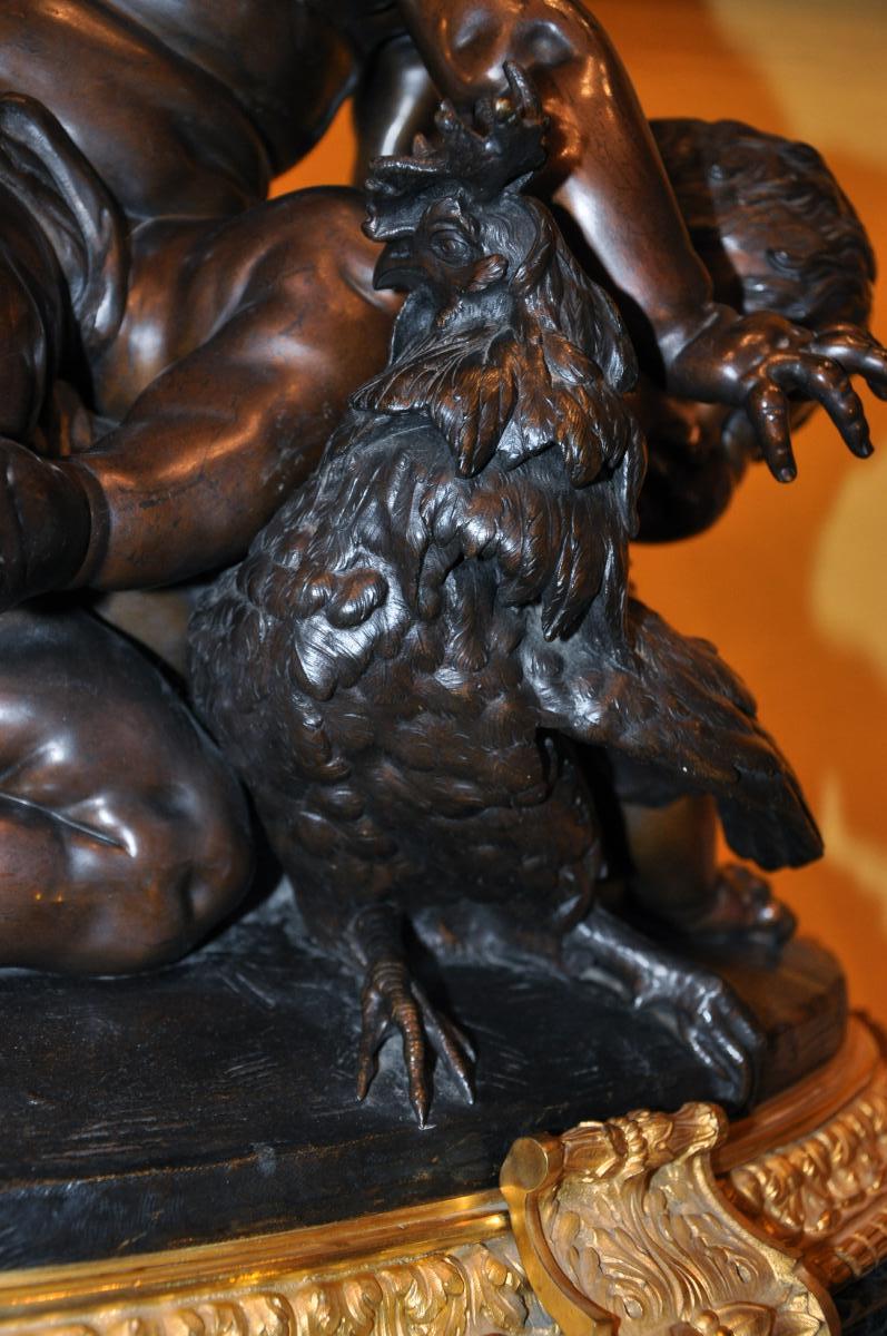 Important Bronze From The Restauration Period : Putti Playing With A Cock-photo-5