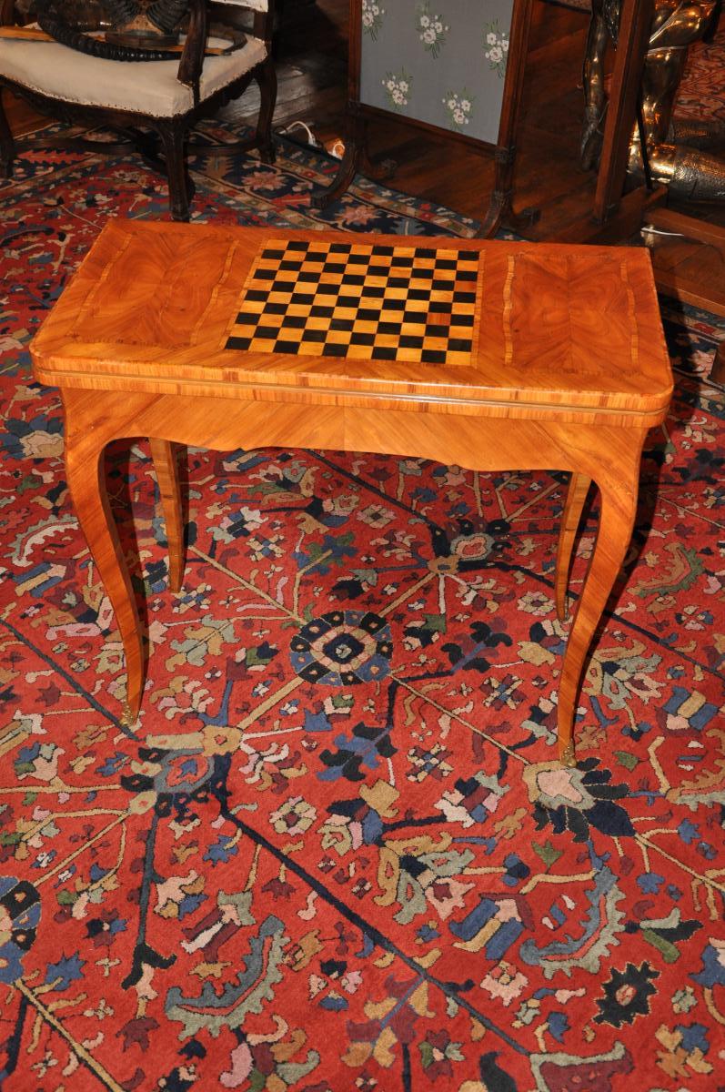 Table à Jeu d'époque Louis XV, En Placage De Bois De Rose-photo-4