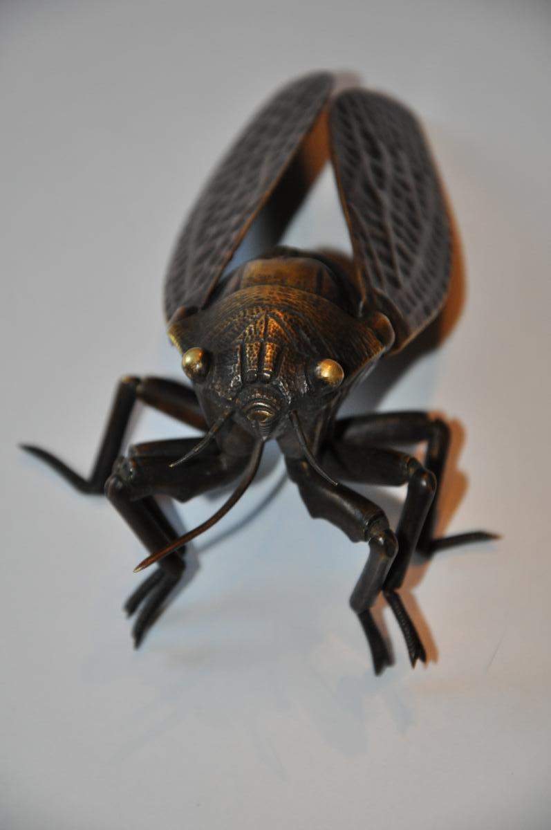 Jizai Okimono, Great Cicada Articulated, Japan Meiji Era-photo-3