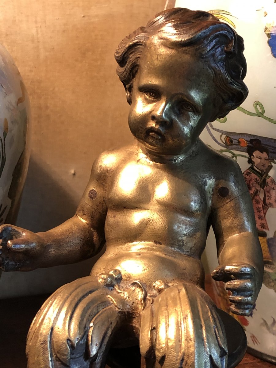 Child Triton In Bronze From The Eighteenth Century-photo-4