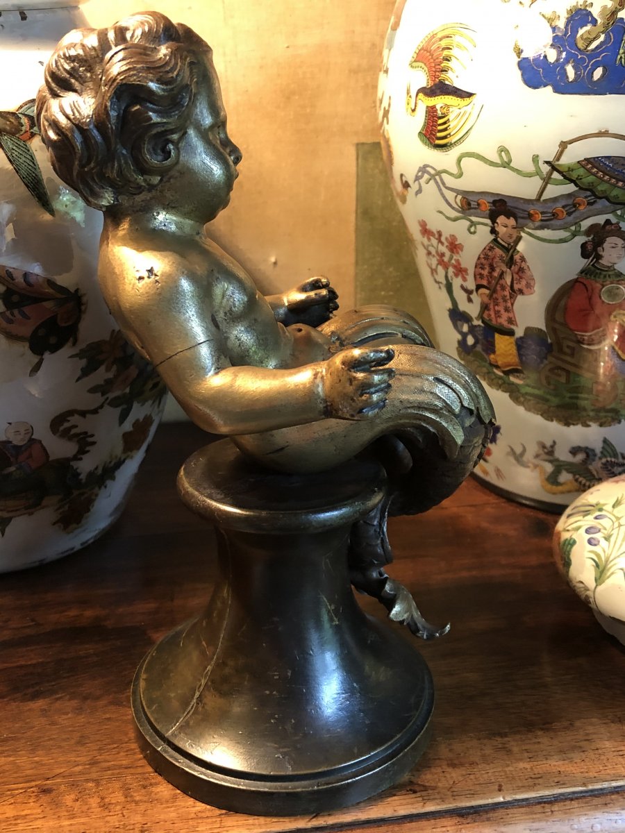 Child Triton In Bronze From The Eighteenth Century-photo-5