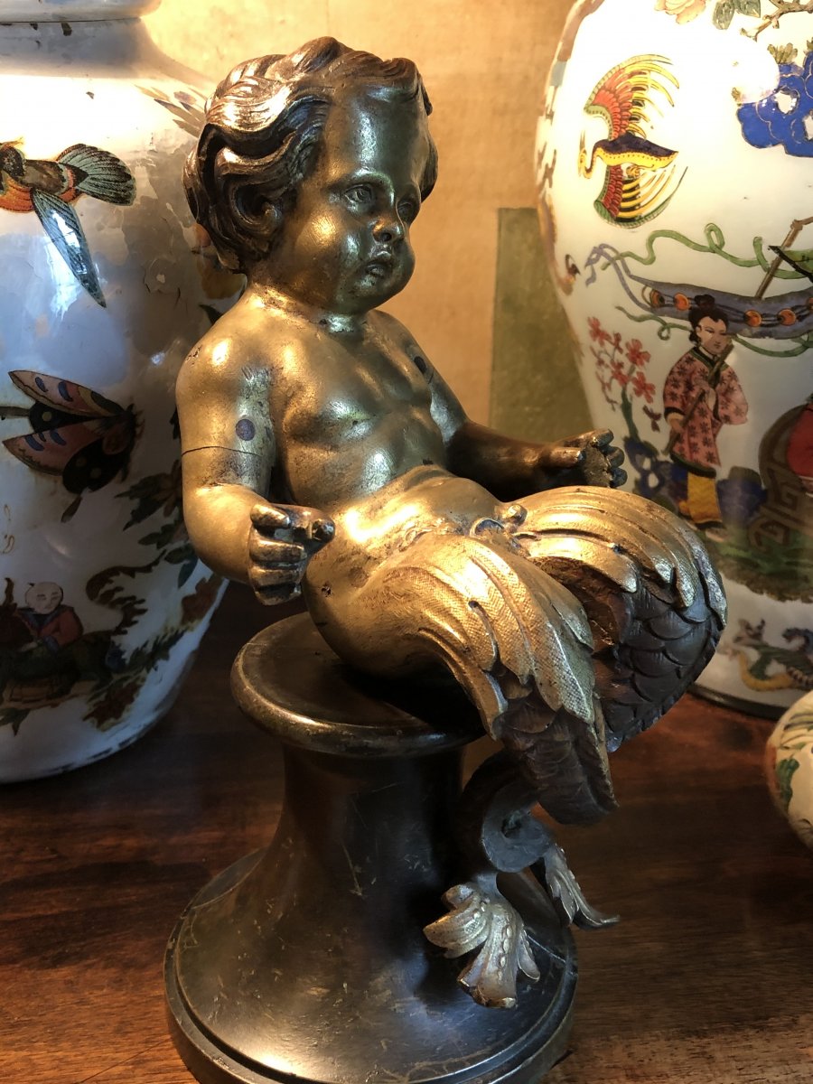 Child Triton In Bronze From The Eighteenth Century-photo-6