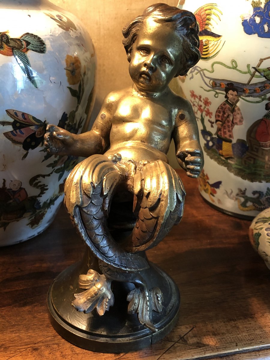 Child Triton In Bronze From The Eighteenth Century-photo-8