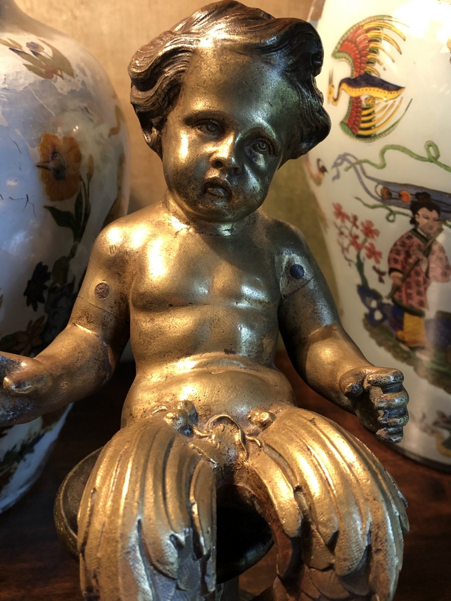 Child Triton In Bronze From The Eighteenth Century