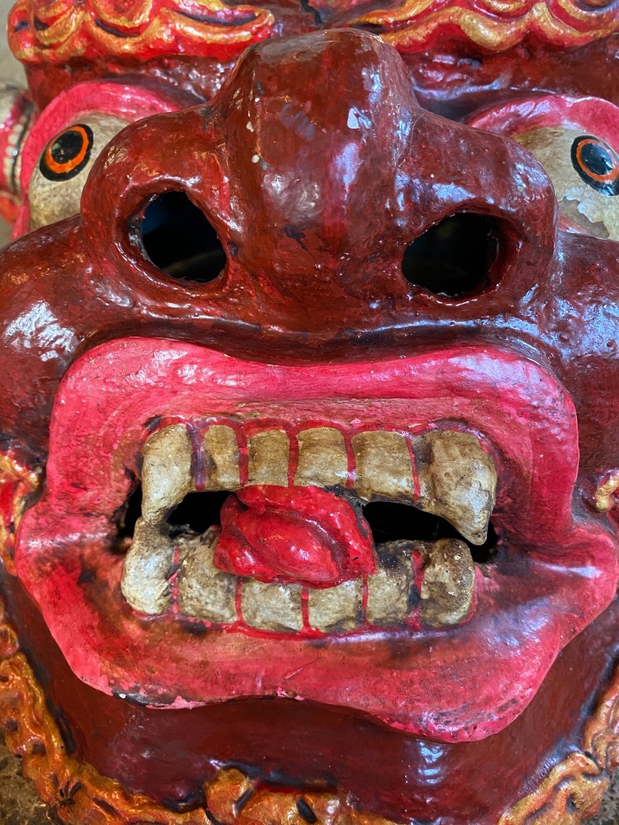 Large Demon Mask Decorated With 5 Citipatis, Nepal, 1st Half Of The 20th Century-photo-2