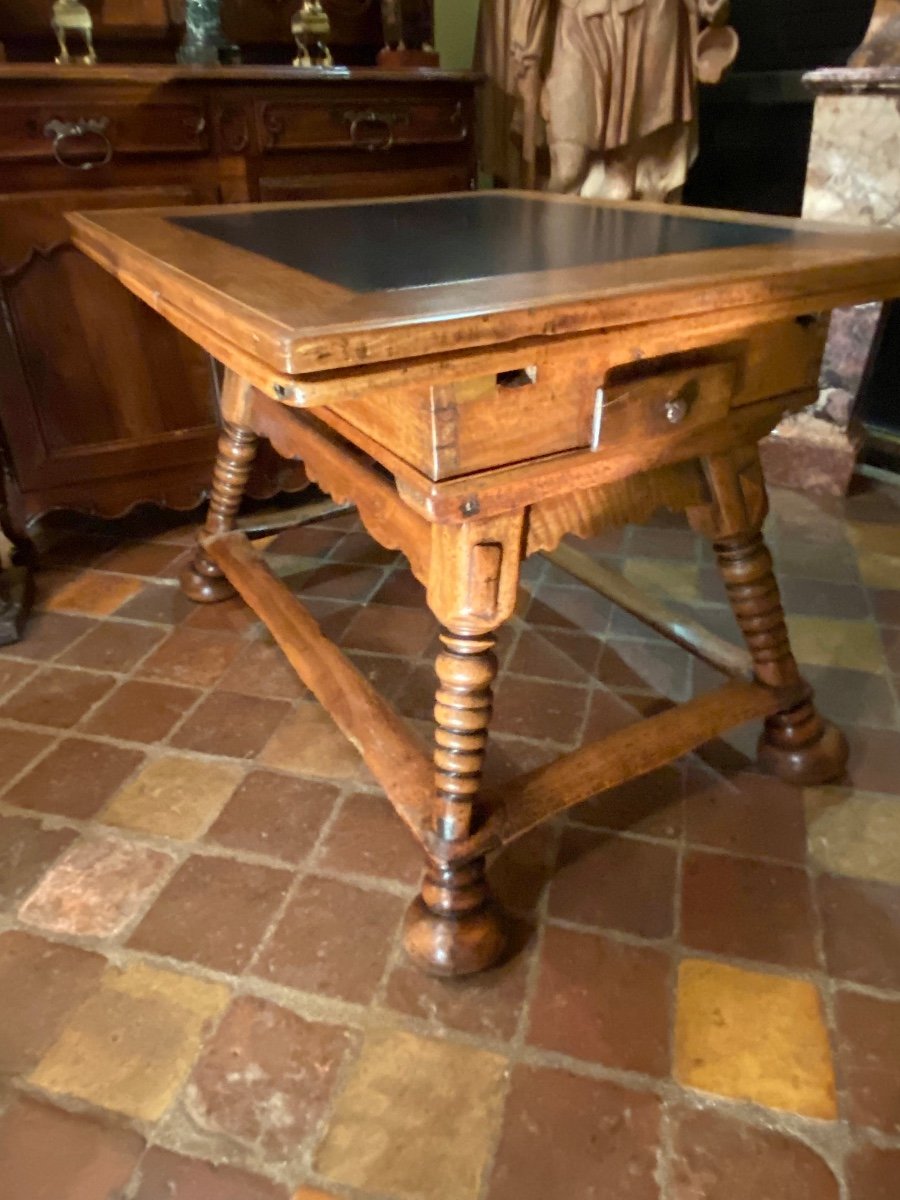 Extendable Table End Of The XVII Eme Century In Walnut And Slate-photo-2