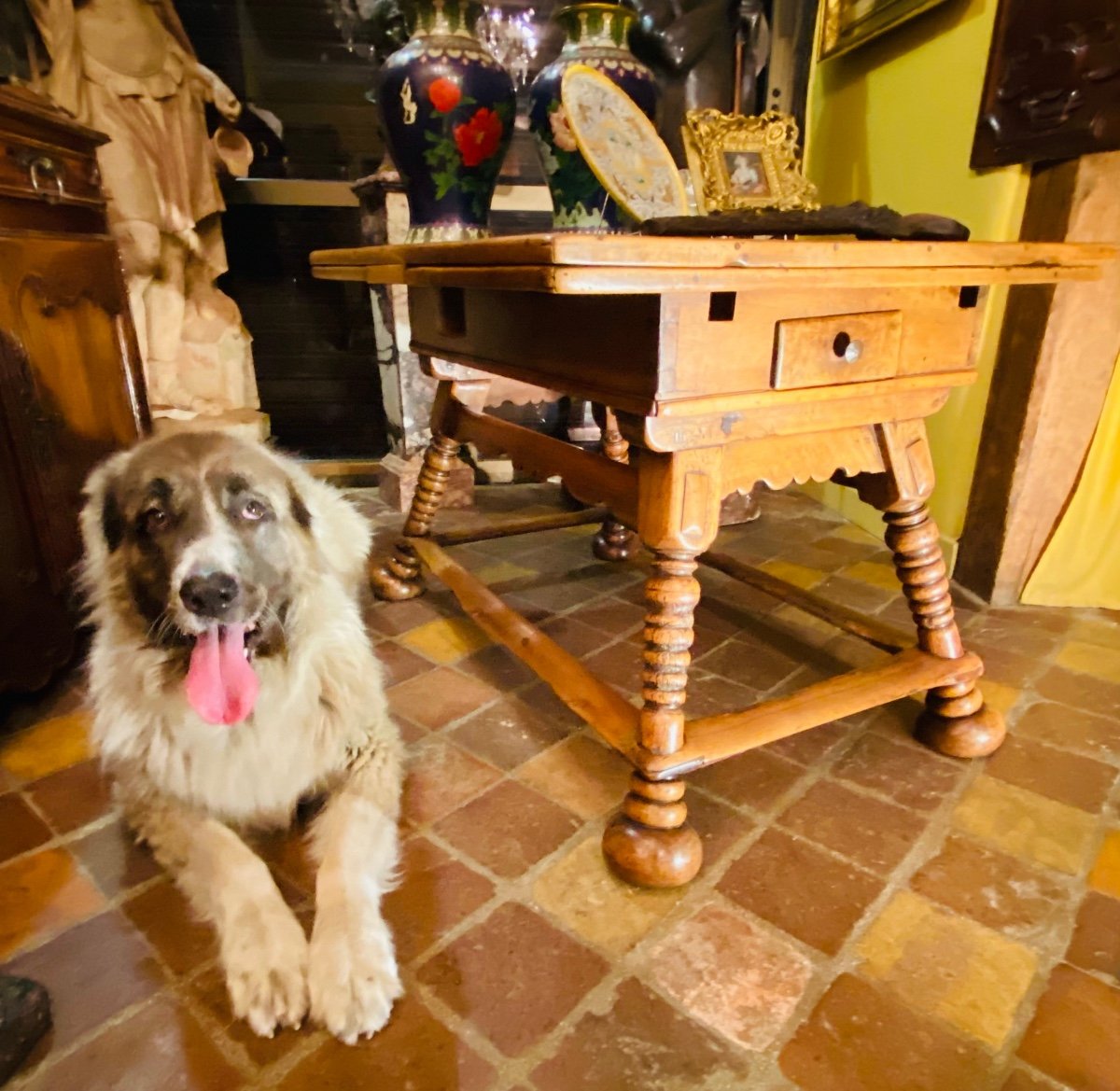 Extendable Table End Of The XVII Eme Century In Walnut And Slate-photo-3