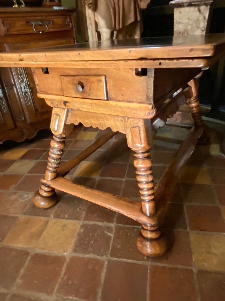 Extendable Table End Of The XVII Eme Century In Walnut And Slate-photo-2