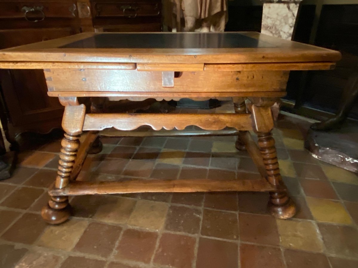 Extendable Table End Of The XVII Eme Century In Walnut And Slate-photo-3