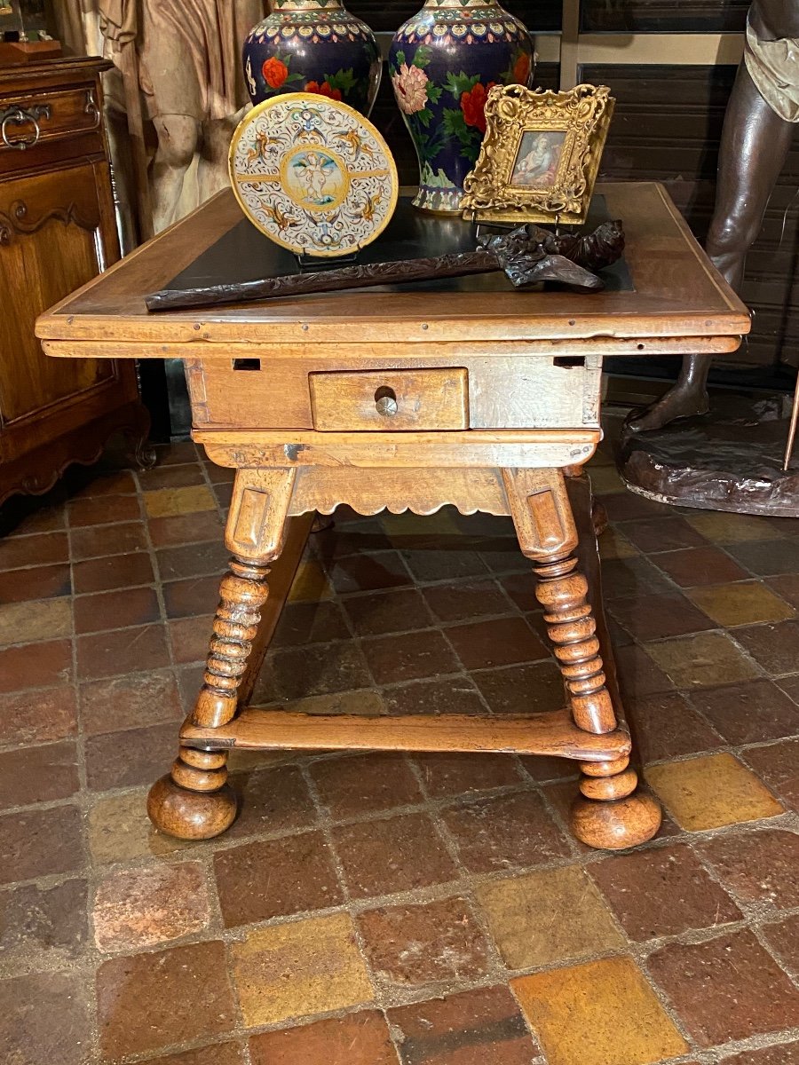 Extendable Table End Of The XVII Eme Century In Walnut And Slate-photo-4