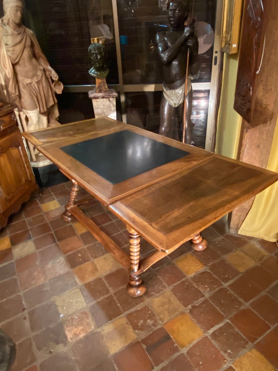 Extendable Table End Of The XVII Eme Century In Walnut And Slate-photo-5