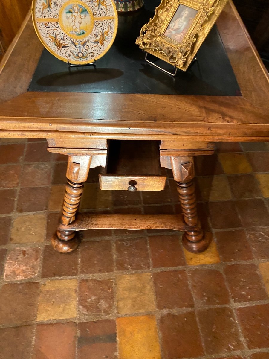 Extendable Table End Of The XVII Eme Century In Walnut And Slate-photo-6