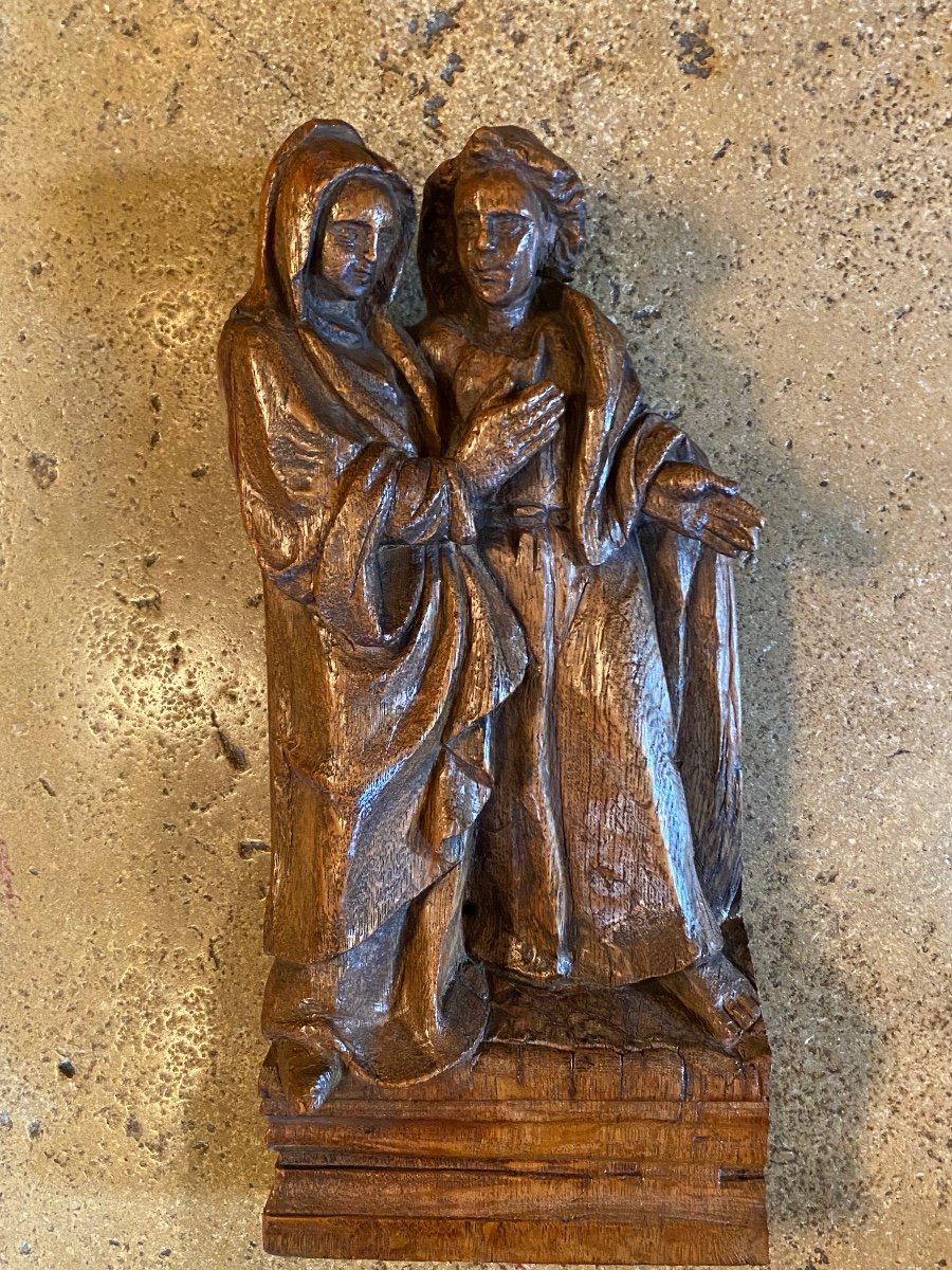 La Visitation, élément De Retable Du XVII Eme Siècle 