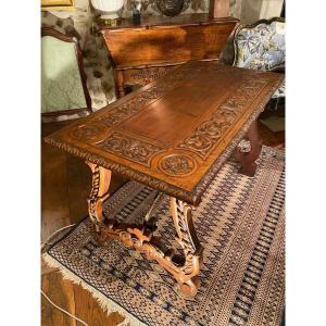 Renaissance Style Walnut Desk Table