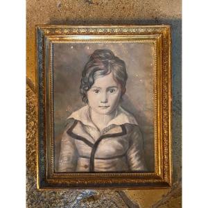 Portrait Of A Child In Charcoal From The Restoration Period