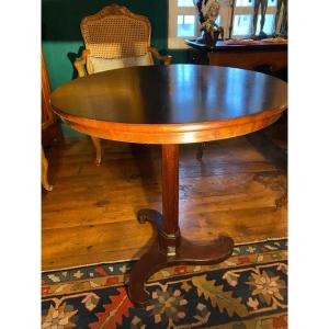 Small Mahogany Pedestal Table With Spiral Base And Folding Top