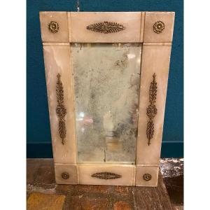 Interesting Empire Style Alabaster And Bronze Mirror 