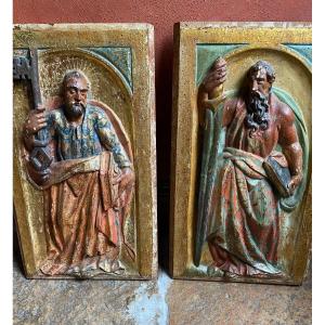 Pair Of Saint Peter And Saint Paul Altarpiece Panels, 17th Century 