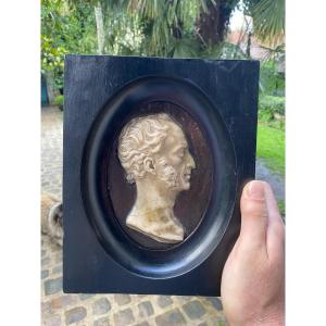 Large Cameo Portrait In Wax On Slate Dated 1865,