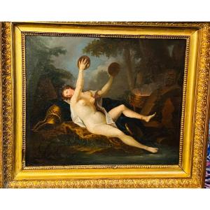 Huile Sur Toile, Bacchante Aux Cymbales Attribué à Jean-simon Berthélémy  (1743-1811)