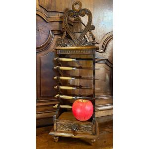 Provencal Knife Holder Or Cutlery Holder In Walnut