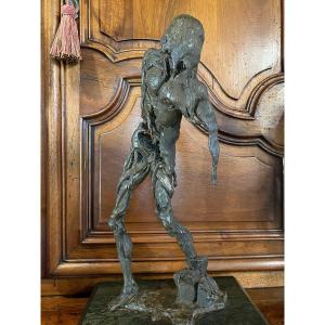 Death, The Tormented Soul Or The Flayed Soul, Large Bronze Signed Franck Pe, Born In 1956