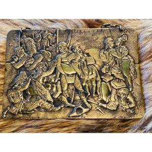 Erotica, The Hussars, Bronze Plaque End Of The 19th Century 