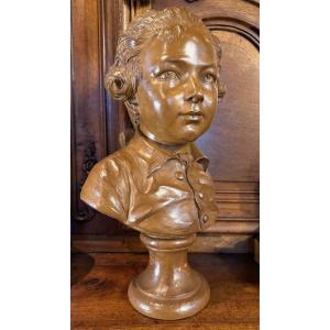 Terracotta Bust Of A Child, The Marquis De Lubersac, After Pajou Attributed To Fernand Cian