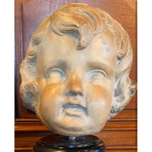 Marble Head Of A Child From The End Of The 17th Century 