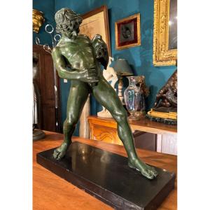 Imposing Faun With A Wineskin After Sabatino De Angelis (1838-)