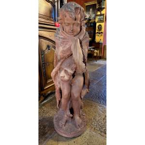 Life-size Child's Terracotta, Allegory Of Winter Or Child Hercules 