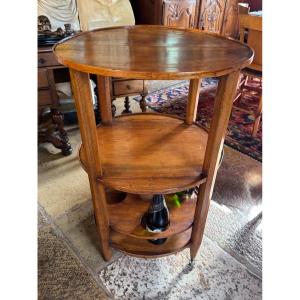 Round Serving Trolley Forming A Bar On Wheels From The Directoire Period 